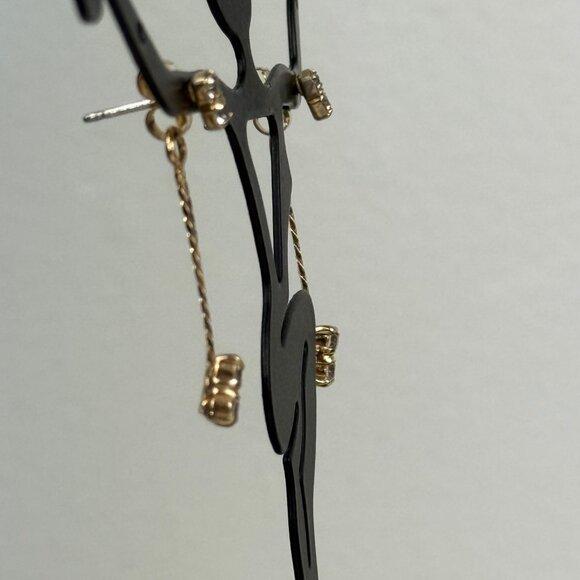 Vintage Signed Avon Rhinestone Stud w/ Chain Rhinestone Dangle 1" Drop - Picture 4 of 8